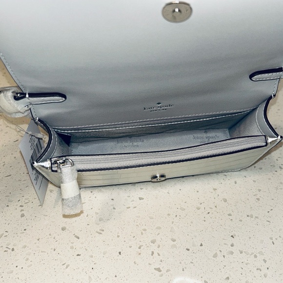 ♠️ Kate Spade Madison Croc Embossed Mini Crossbody Silver NWT - Picture 9 of 13